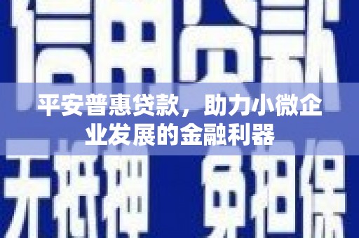 水磨沟平安普惠贷款，助力小微企业发展的金融利器
