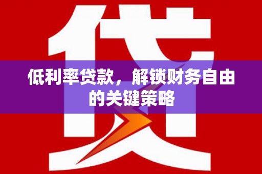 水磨沟低利率贷款，解锁财务自由的关键策略